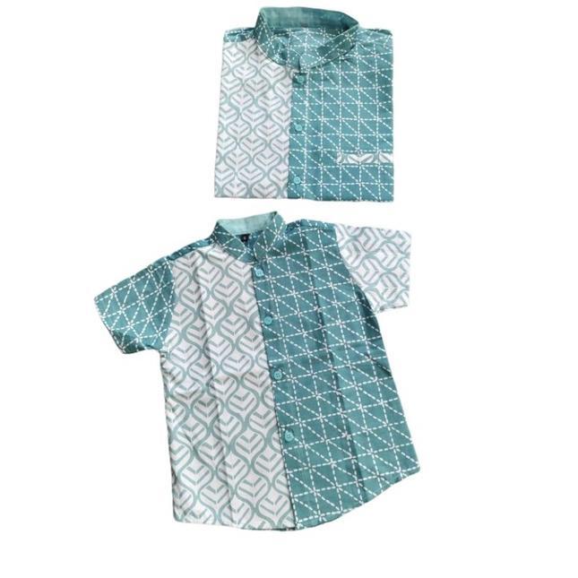 Batik couple ayah anak warna hijau wardah