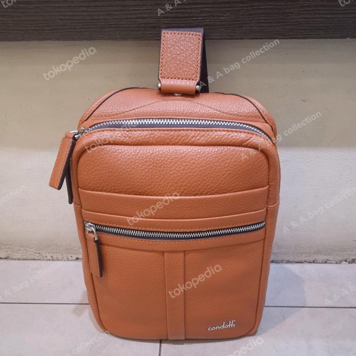 chest bag / selempang punggung kulit sapi asli merk condotti original