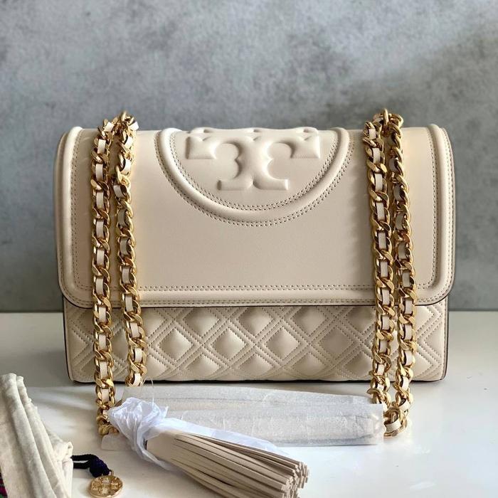 2 pcs TB Fleming convertible medium shoulder bag color New Cream