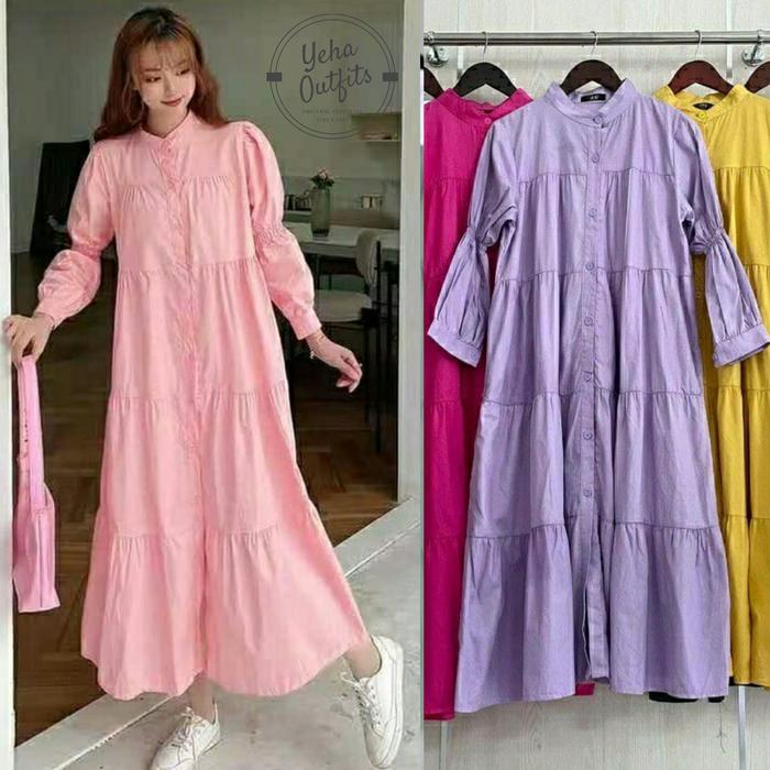Qiqi Maxi Dress Wanita Muslim Jumbo Baju Gamis Panjang Polos Terbaru