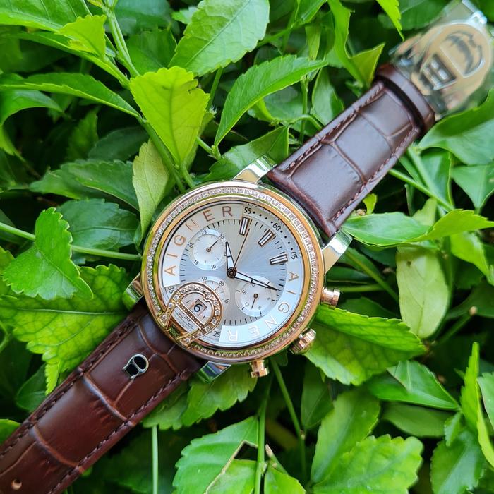 Jam Tangan Wanita Aigner Bari Donna A37200 Strap Leather Brown