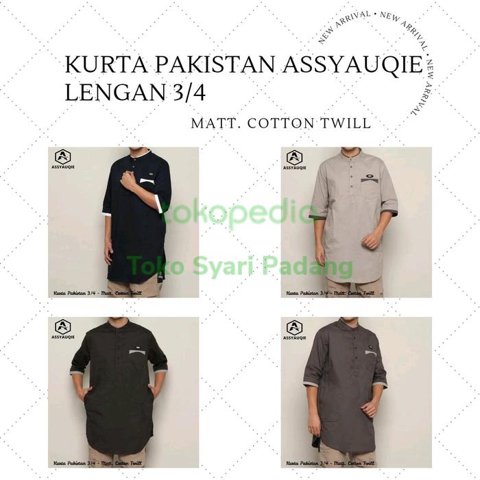Gamis Kurta Koko Pakistan Pria Lelaki Laki Cotton Twill 3/4 ASSYAUQIE