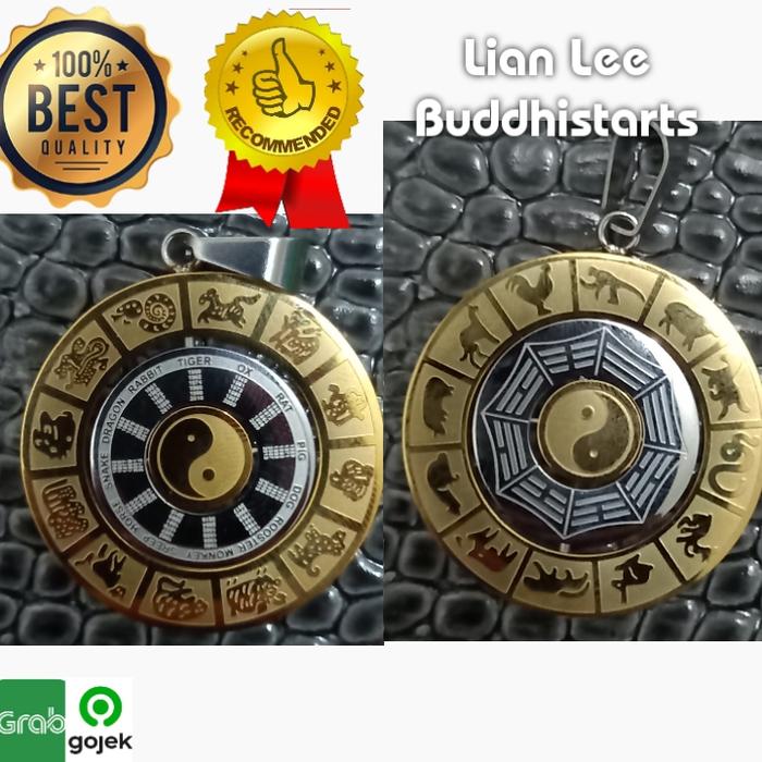 liontin patkwa 12 shio ying yang putar titanium antikarat
