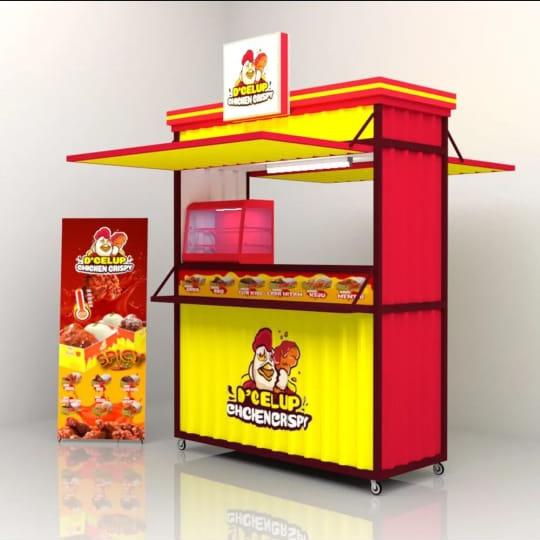 booth fried chicken, gerobak katsu, booth kontainer, gerobak fried chicken