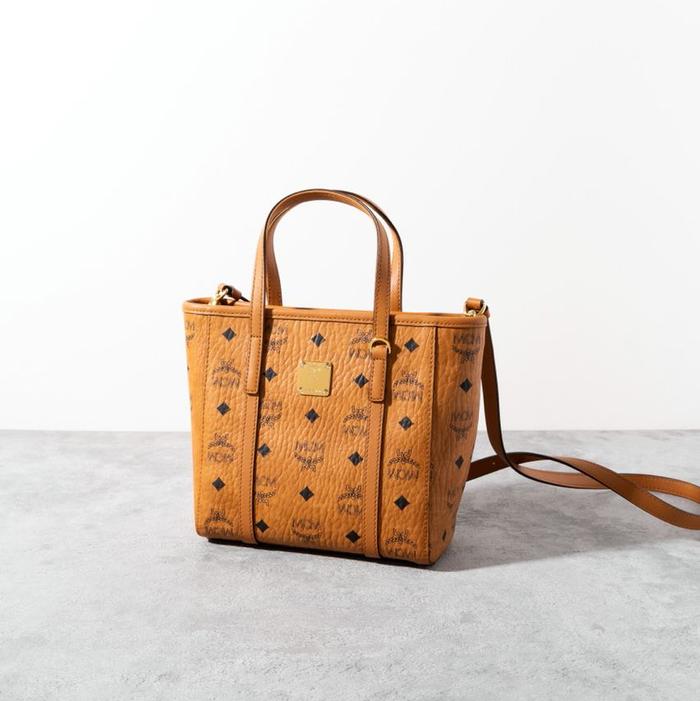 M C M Toni visetos mini tote bag Cognac 19x19x9 CM