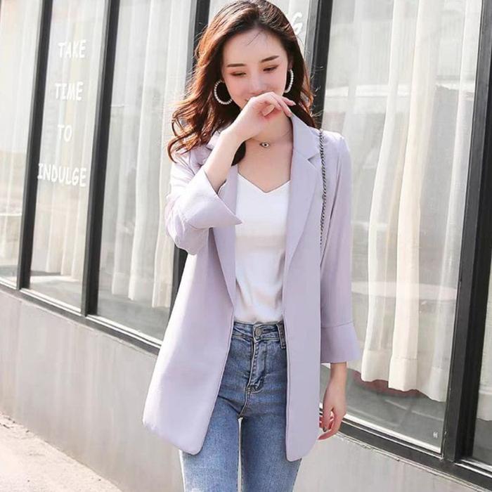 Blezer wanita korea panjang/blezer lengan panjang