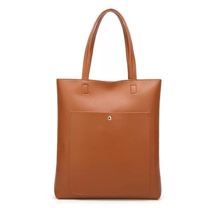 Tas Totebag cewek semi kulit brown red maron coklat pink kado fashion
