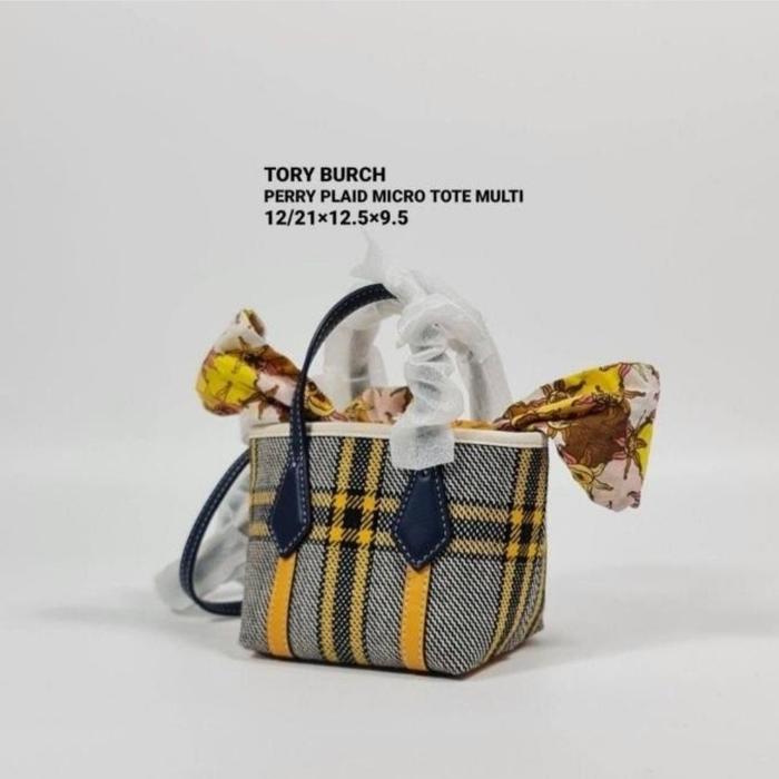Preloved tory burch perry plaid micro tote