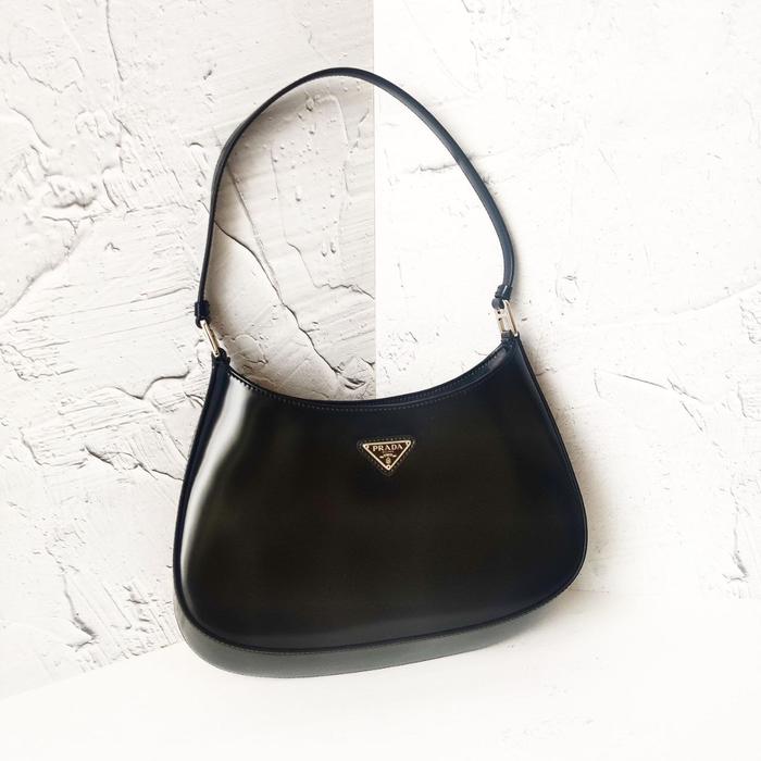 Prada Cleo Hobo Brushed Leather Black