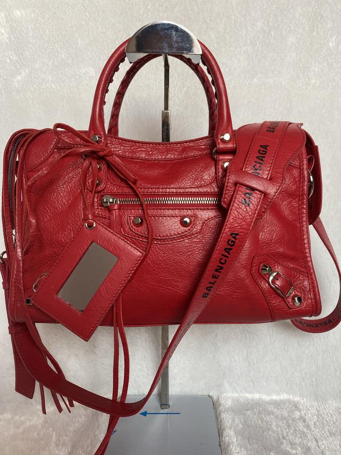 tas balenciaga small strap logo merah authentic