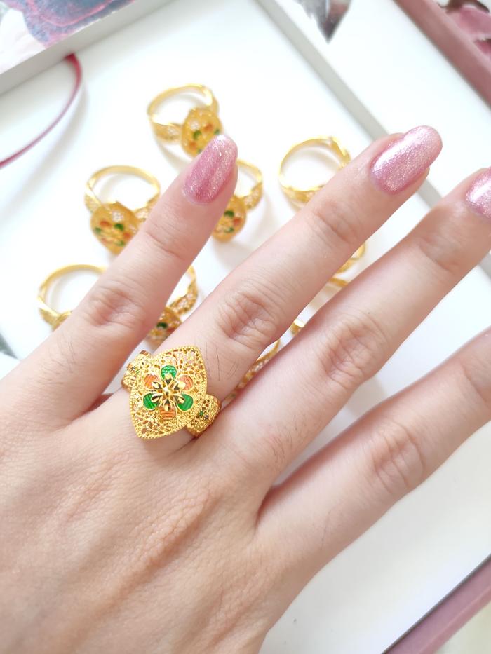 Cincin Dubai Asha Emas Asli Cincin India 8k kadar 375 original premium