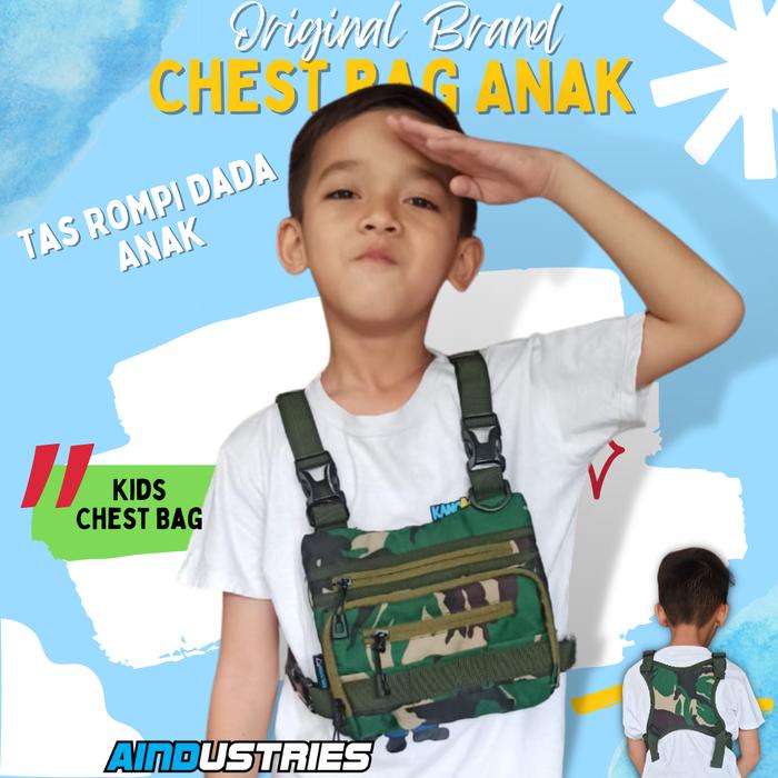 Pelengkap Kostum Profesi Polisi TNI Cilik Tas Dada Tactical Anak Rompi