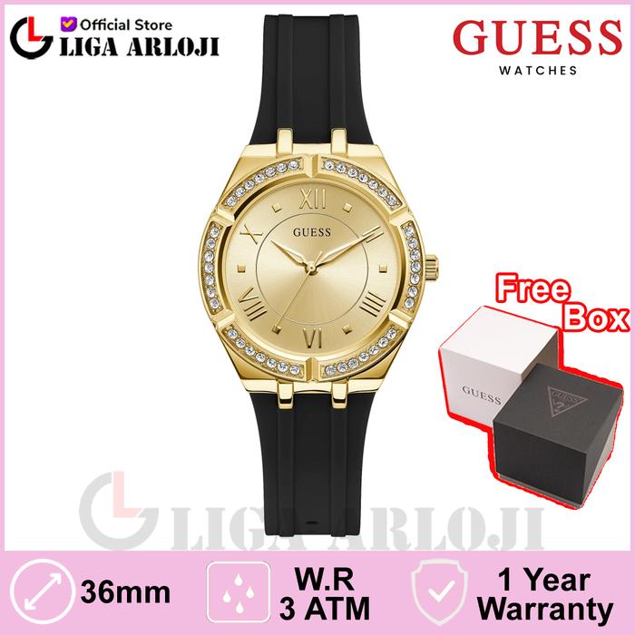 GUESS GW0034L1 Original COSMO Jam Tangan Wanita Analog Gold Rubber
