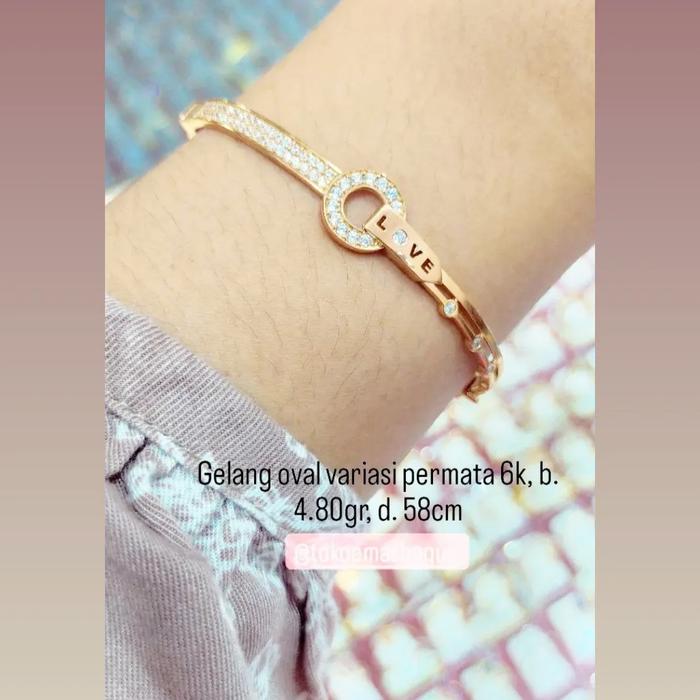 Gelang tangan emas poles mata / gelang oval ubs terbaru