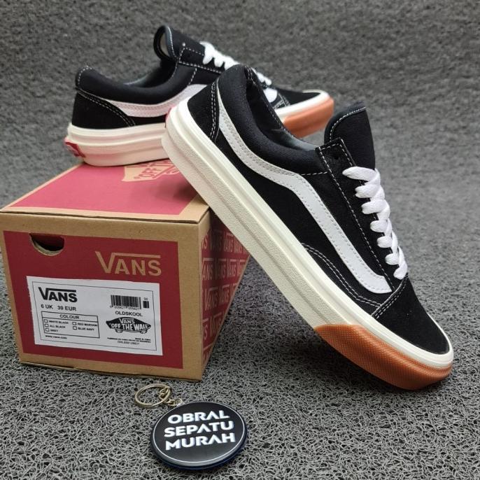OBRAL SEPATU VANS VAULT OG OLD SKOOL BEMPER GUM BLACK WHITE GRADE ORI
