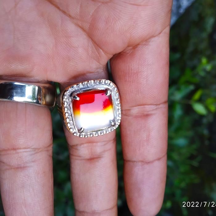 cincin batu akik pacitan bendera Merah Putih natural spesial HUT RI