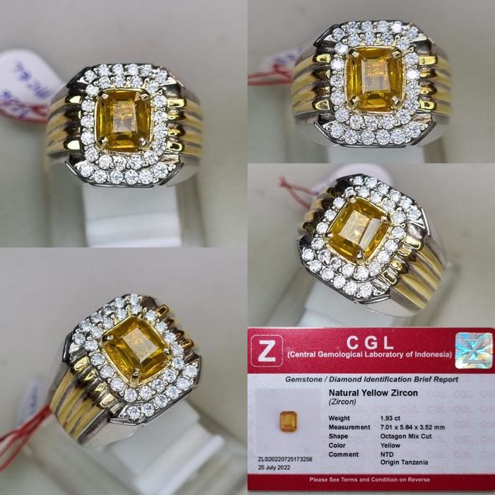 natural yellow zircon 1.93cts memo cgl