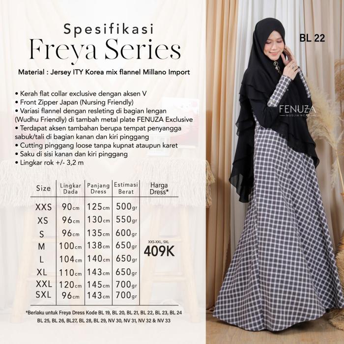 Freya Dress BL22 by Fenuza Muslim Wear Gamis Only Busui Friendly