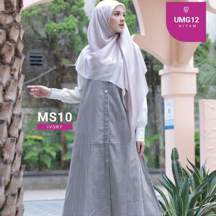 GAMIS UKHTI MUNIRA UMG 12 KOMBINASI POLOS MOTIF KOTAK BAJU GAMIS
