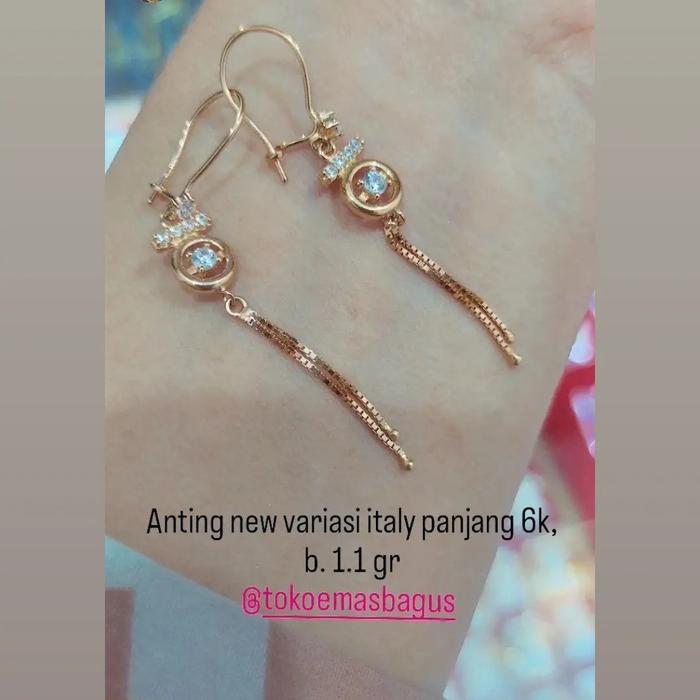 Anting emas panjang terbaru / anting emas italy asli