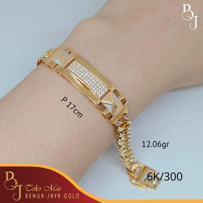 Gelang Sisik Naga Plat Mata Putih Kombinasi Emas 6K/300