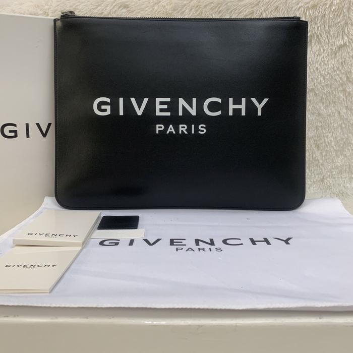 Givenchy Logo Paris Clutch Authentic Original 100%