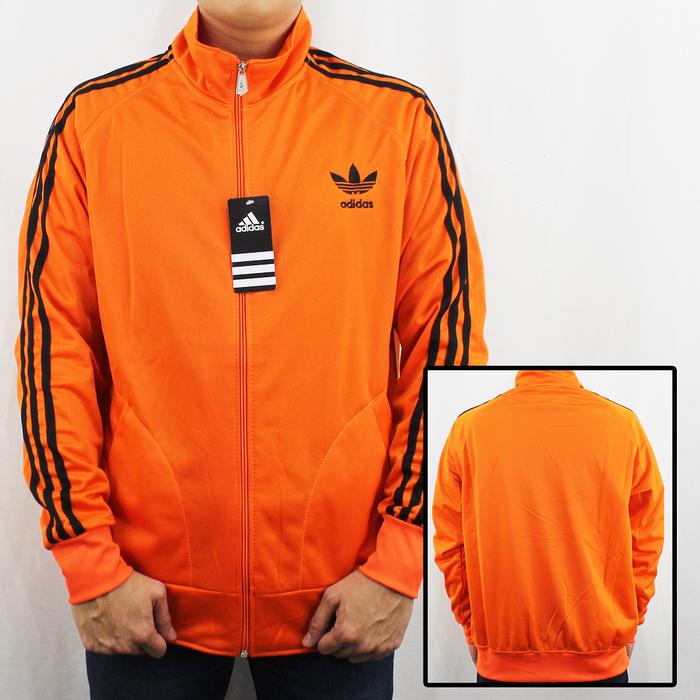 JAKET ADIDAS FIREBIRD ORANGE LIST HITAM - JAKET TRAINING OLAHRAGA PRIA