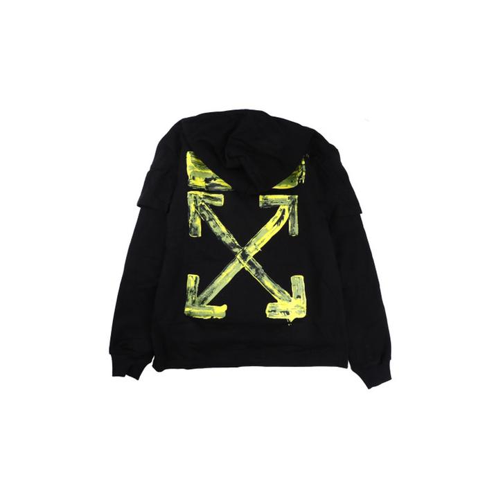 Off White Yellow Paint Arrow Hoodie Black