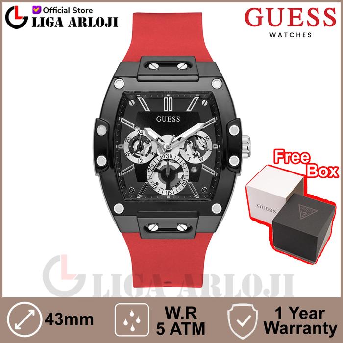 GUESS GW0203G4 Original PHOENIX Jam Tangan Pria Analog Red Rubber