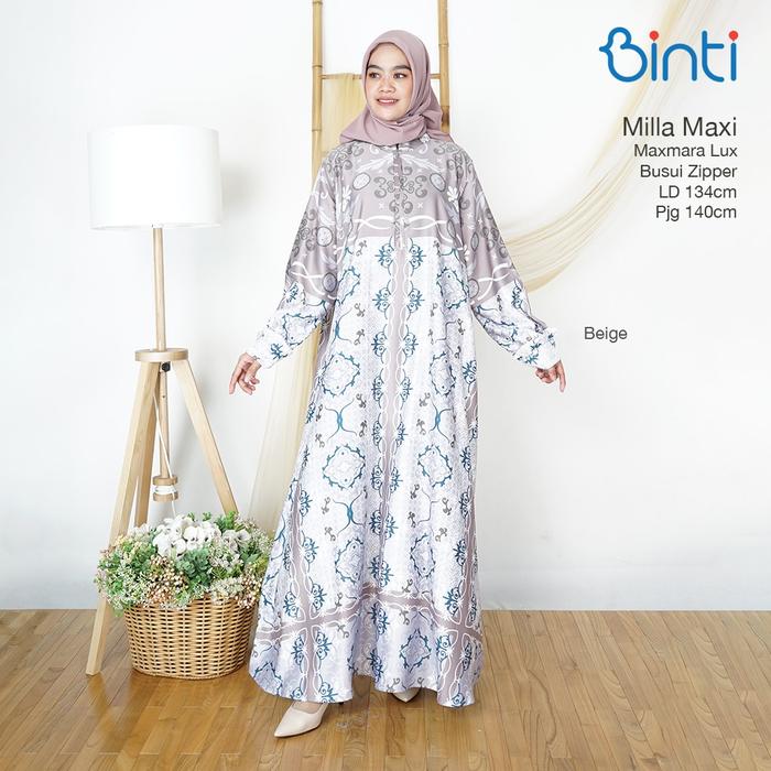 Dress wanita terbaru milla maxi jumbo gamis longdress ld 134cm bigsize