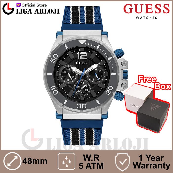 GUESS GW0415G2 Original PILOT Jam Tangan Pria Analog Blue Rubber