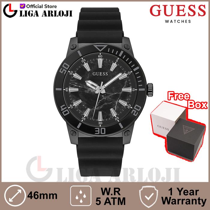 GUESS GW0420G3 Original QUARTZ Jam Tangan Pria Analog Black Rubber
