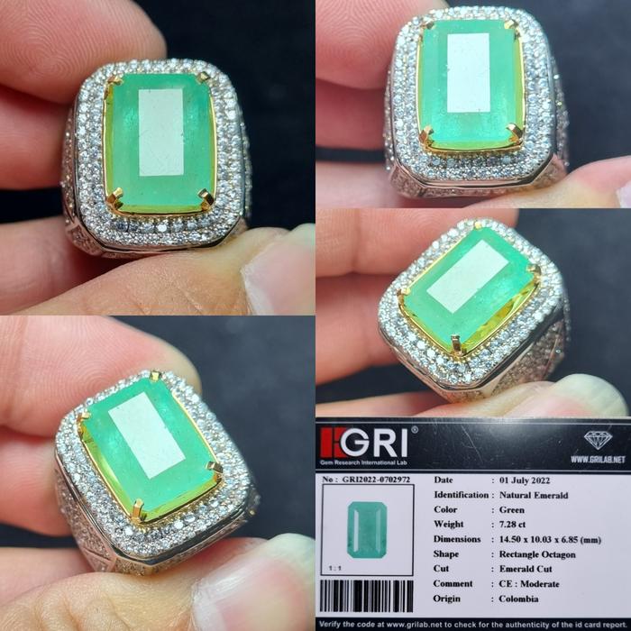 natural emerald beryl zamrud colombia 7.28cts memo GRI