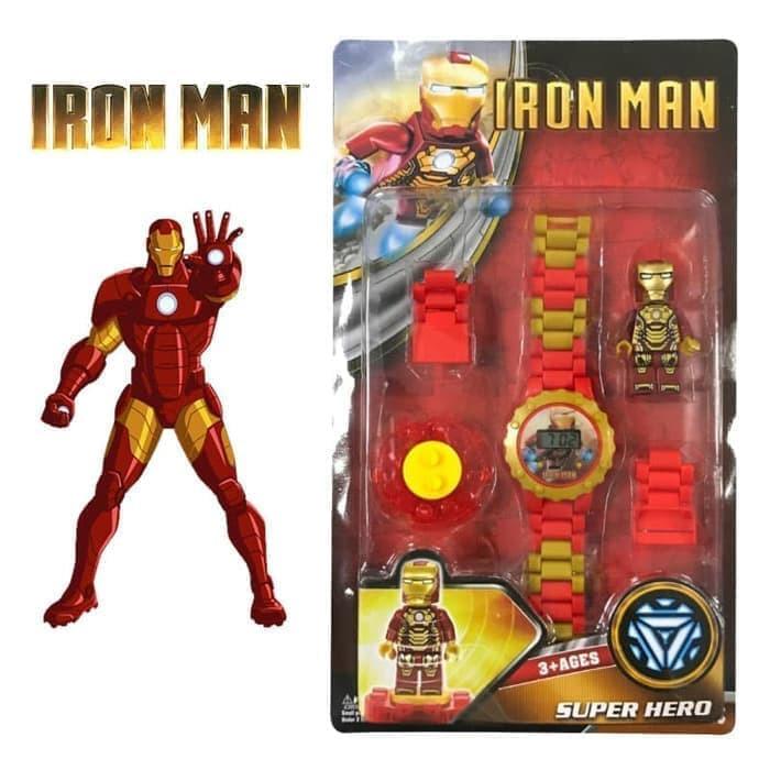 JAM TANGAN ANAK BENTUK LEGO KARAKTER IRON MAN