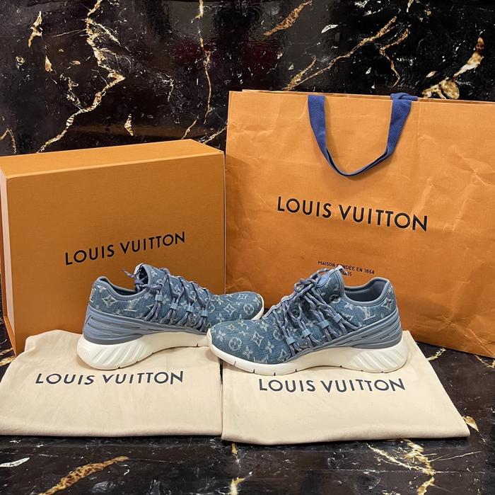LV Denim Monogram Fastlane Sneakers Authentic Original 100%