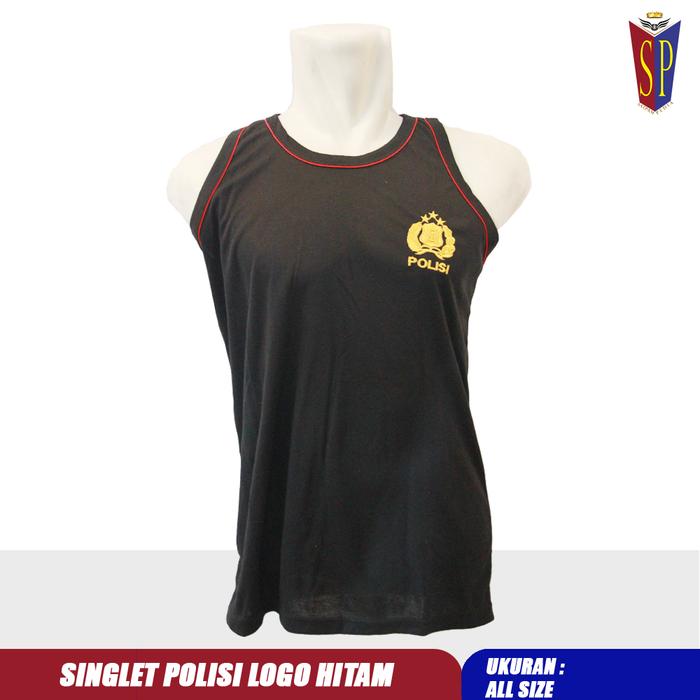 Kaos Singlet Polisi Logo Hitam - Kaos Dalam Polisi