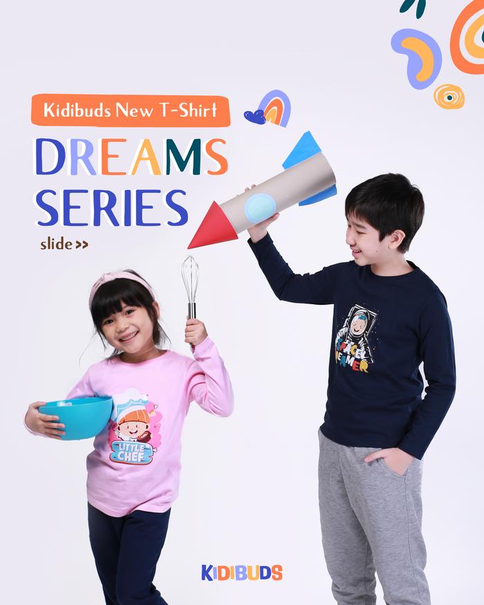 Kaos Anak Kidibuds T-Shirt Dream Series Space Dreamer & Little Chef