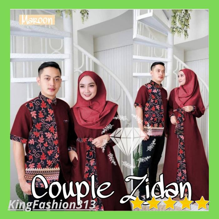 baju couple batik pasangan sarimbit Zidan bahan moscrepe gamis kemeja