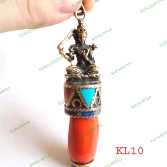 kalung liontin tembaga dewi Tara kombinasi red coral