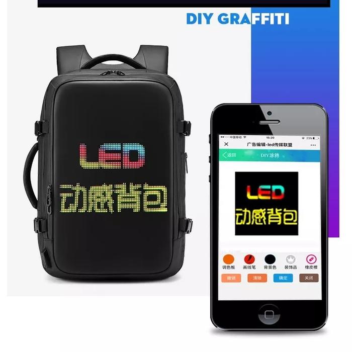Tas ransel layar LED, display layar elektronik