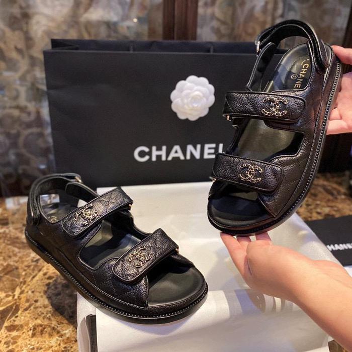 Chanel Dad Sandal Black Caviar