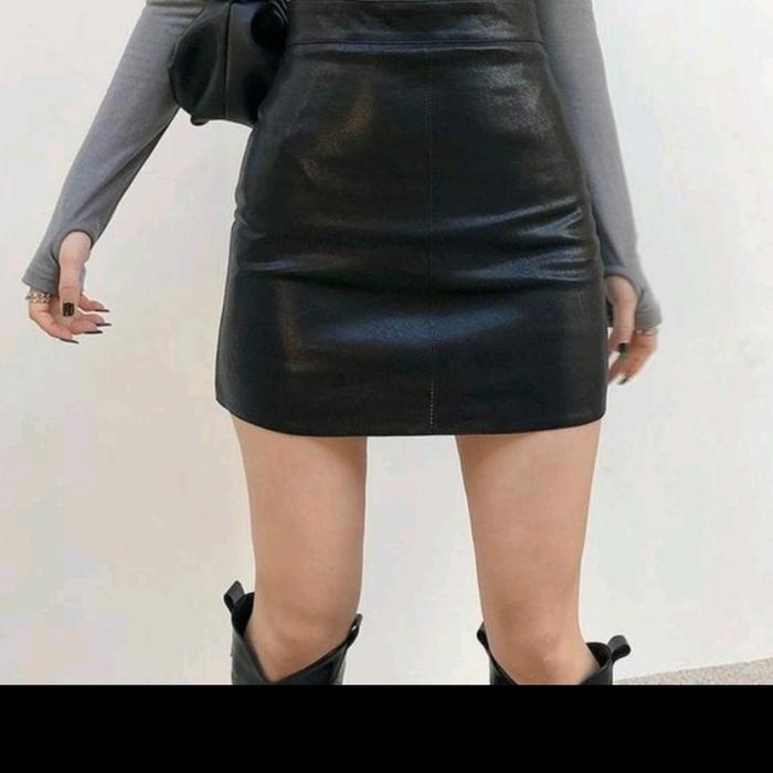 mini skirt wanita PU LEATHER bodycon highwaist