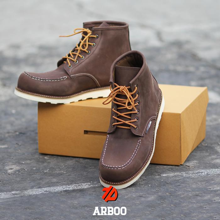 sepatu boot pria moc toe boots kulit asli REDWING model ARBOO