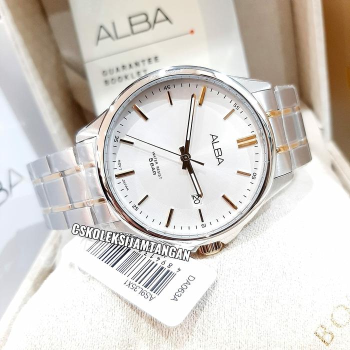 JAM TANGAN PRIA ALBA AS9L35X1 AS9L35 SILVER GOLD ORIGINAL GARANSI 1THN