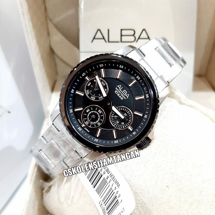 JAM TANGAN WANITA ALBA AP6661X1 AP6661 SILVER BLACK ORIGINAL GARANSI