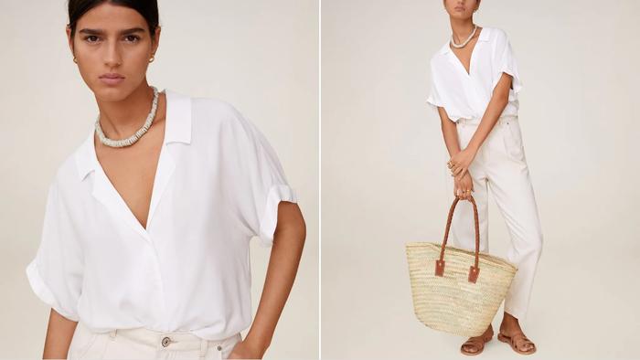 Mango camp collar blouse shirt kemeja oversize XS