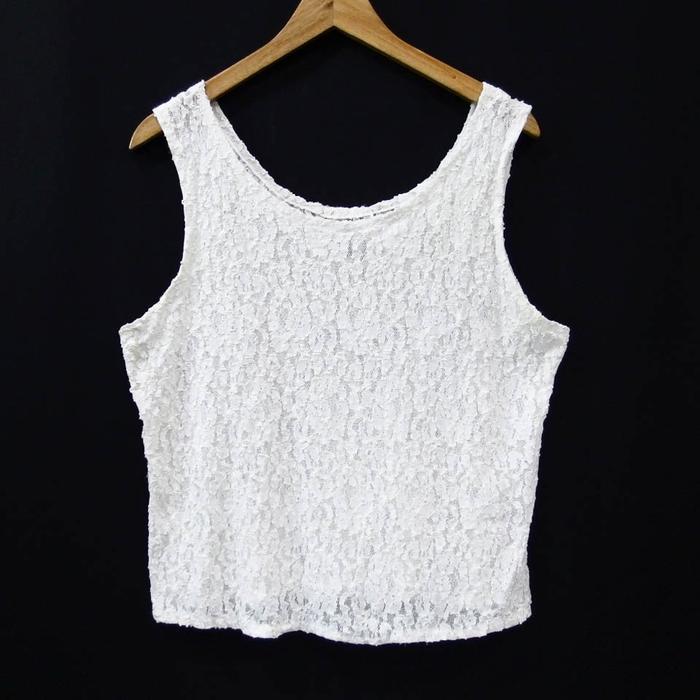 BU682 SIZE XL BROKEN WHITE LACE JUMBO PREMIUM TANKTOP BRANDED ATASAN