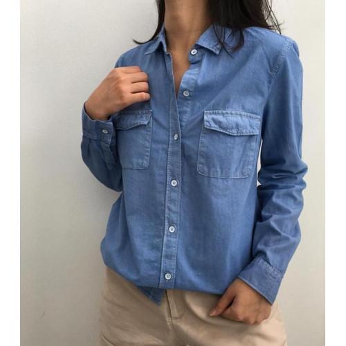 Old navy denim jeans shirt size xs pocket long sleeve