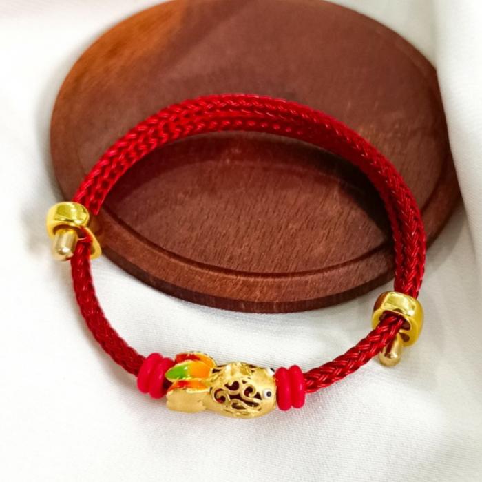 Gelang Wanita Bangle Keramik Hitam Pita Etnik style korea Emas Asli