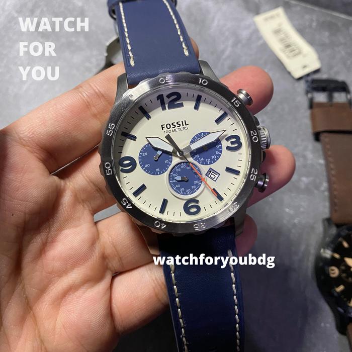 Jam Tangan Pria Fossil JR 1480 JR1480 Original Free yes Navy Chrono